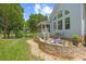 Well-maintained backyard with a patio, fire pit, and a screened-in porch at 2419 Rogerson St, Raleigh, NC 27614