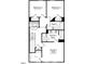 Third floor plan featuring an owner's suite, two bedrooms, two baths, and a laundry room at 416 Rowe Way, Knightdale, NC 27545