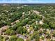 Aerial view of a residential neighborhood surrounded by lush greenery and mature trees at 425 Morrison Ave, Raleigh, NC 27608