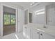 Bathroom with vanity, mirror, and view of the bedroom and shower/tub at 608 Kinship Ln, Apex, NC 27502