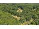 Beautiful aerial view of a red barn, pond, and surrounding lush green forest at 7849 Circle L Trl, Rougemont, NC 27572