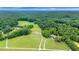 An aerial view of a house, driveway, and surrounding trees at 8415 Meadow View Ln, Bahama, NC 27503