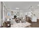 Bright and airy open-concept living room with a fireplace, built-in shelves, and ample seating at 119 Blossom Creek Dr, Garner, NC 27529