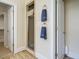 Bathroom featuring a glass-enclosed shower, with a view into the attached walk-in closet at 230 Paula Dr, Angier, NC 27501