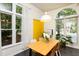 The dining area features windows and view of outdoors at 3616 Culater Ct, Raleigh, NC 27616