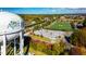 Aerial view of Apex, North Carolina, featuring a recreational area with a skate park and sports field at 405 Culvert St, Apex, NC 27502