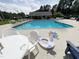 Inviting community pool with plenty of lounge chairs and tables for relaxing poolside at 65 Shorrey Pl, Youngsville, NC 27596
