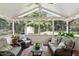 Relaxing screened porch with comfortable seating and a view of the landscaped backyard at 7209 St Ledger Dr, Raleigh, NC 27613