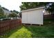 Backyard features a shed at 8701 Erinsbrook Dr, Raleigh, NC 27617