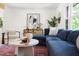 Comfortable living room showcases a stylish sofa and a modern design aesthetic at 939 Clarion Dr, Durham, NC 27705