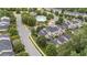 Aerial view of the community, highlighting the pool area and surrounding residential units at 100 Tobacco Leaf Ln, Apex, NC 27502