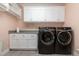 Laundry room with front loading washer and dryer and lots of storage at 142 Crestline Dr, Selma, NC 27576