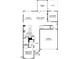 First floor plan featuring an open concept living area, kitchen with island, and main level bedroom with bath at 254 Macon Lake Drive # 34, Apex, NC 27523