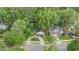 Overhead perspective of a home with mature trees and a well manicured lawn at 2629 Hiking Trl, Raleigh, NC 27615