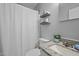 Bathroom featuring a shower/tub combination, toilet, and vanity with granite countertop at 2704 Shaftsbury St, Durham, NC 27704