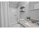 Full bathroom with shower/tub combination, and vanity with granite countertop at 2704 Shaftsbury St, Durham, NC 27704