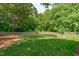 A lush green backyard with a wooden fence, offering privacy and space at 3104 Whitehart Ln, Apex, NC 27539
