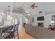 Open floor plan showcasing living room with fireplace and stairs to the second floor at 3104 Whitehart Ln, Apex, NC 27539