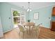 Bright dining area featuring a sliding glass door and stylish furniture with backyard views at 5561 Roan Mountain Pl, Raleigh, NC 27613