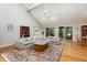 Spacious living room with hardwood floors, vaulted ceilings, and access to the outdoor area at 6 Womble Cir, Durham, NC 27705