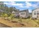Serene backyard setting, showcasing a neatly kept lawn, young trees, and a peaceful ambiance at 704 Haven Peak Ln, Wake Forest, NC 27587