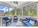Relaxing screened porch with comfortable seating and serene wooded views at 704 Haven Peak Ln, Wake Forest, NC 27587