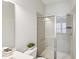 Modern bathroom features a glass shower and decorative touches at 772 Mirkwood Ave, Apex, NC 27523