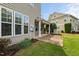 The backyard features a patio that is covered by an awning at 7873 Cape Charles Dr, Raleigh, NC 27617