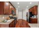 Kitchen with stainless steel appliances, and tile backsplash, and granite countertops at 7873 Cape Charles Dr, Raleigh, NC 27617