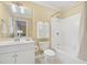 Bright bathroom with a shower/tub combo and vanity at 104 San Sophia Dr, Chapel Hill, NC 27514