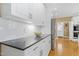 Modern kitchen features stainless steel appliances and subway tile backsplash at 104 San Sophia Dr, Chapel Hill, NC 27514