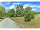 Gravel driveway leading to a picturesque property surrounded by lush greenery and mature trees at 1123 Poplar Forest Ln, Pittsboro, NC 27312