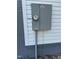 Exterior shot of the gray electric meter and shutoff box on the side of the house at 1225 Gay St, Rocky Mount, NC 27804