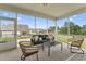 Relaxing screened patio with comfortable seating and scenic neighborhood views at 1625 Plover Cir, Fuquay Varina, NC 27526