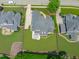 Full aerial view of the well-placed home showing its big backyard and neat landscaping in a developed neighborhood at 204 Franconia Way, Apex, NC 27502