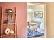 View of dining room from living area, highlighted by modern decor at 2334 Dawn Trl, Durham, NC 27712