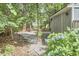 Charming outbuilding surrounded by beautiful landscaping, creating a serene and private backyard retreat at 2334 Dawn Trl, Durham, NC 27712