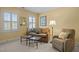 A cozy living room features carpet floors, sofa, and windows, creating a comfortable and inviting atmosphere at 31 W Madison, Pittsboro, NC 27312