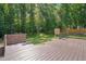 An expansive back deck overlooking a green, spacious backyard with mature trees at 40 Otter Ct, Youngsville, NC 27596