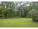 Expansive backyard featuring lush green grass and mature trees for a private, serene setting at 404 Denton St, Durham, NC 27713