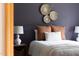 Cozy bedroom features decorative wall baskets, pillows, and bedside table lamps at 404 Denton St, Durham, NC 27713