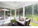 Cozy sunroom with ample natural light, offering views of the backyard and access to the outdoor space at 404 Denton St, Durham, NC 27713