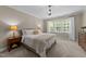Cozy bedroom with plush carpet, window, and side tables at 404 Wanderview Ln, Holly Springs, NC 27540