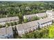 Beautiful aerial view of townhomes surrounded by lush greenery and mature trees at 4124 Sykes St, Cary, NC 27519
