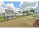 Spacious backyard featuring lush green grass, a black metal fence, and patio seating perfect for outdoor entertaining at 509 Rain Drizzle Ct, Wake Forest, NC 27587