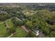 Wide aerial view of the house, nearby Robert's Rules monument, and surrounding greenery at 517 Bart St, Raleigh, NC 27610