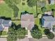 Aerial view showcases a home with an ample-sized yard in a suburban neighborhood at 5603 Whisperwood Dr, Durham, NC 27713