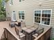 Backyard deck featuring dining and relaxing spaces, great for outdoor gatherings and enjoying the view at 705 Harkness Cir, Durham, NC 27705