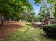 Backyard featuring well-maintained lawn and landscaping with wooded perimeter at 705 Harkness Cir, Durham, NC 27705