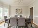 Elegant dining room featuring a modern table set and a large abstract painting at 9020 Branch Creek Way, Apex, NC 27539